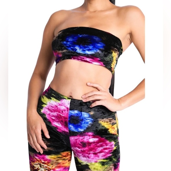 Women's Floral Print Velvet Crop Top Bandeau Pants Long Cardigan 3 Piece Set
New - Picture 7 of 8